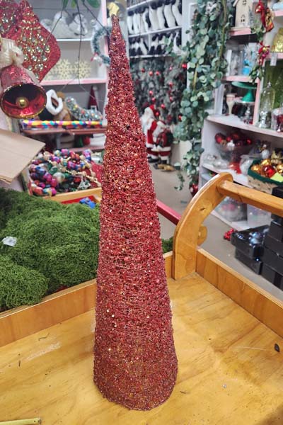 Orange beads & sequins tabletop cones 24