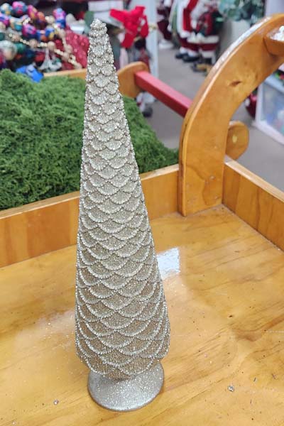 Gold glitter tabletop faux tree/cone 14