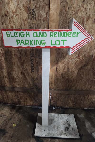 Sign: Sleigh & Reindeer Parking Lot