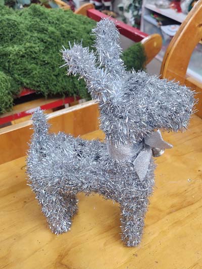 Reindeer, silver tinsel, 12