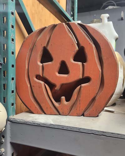 Wooden electrical jack-o-lantern
