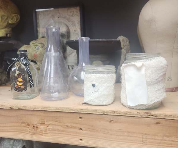 Glass jars and laboratory props