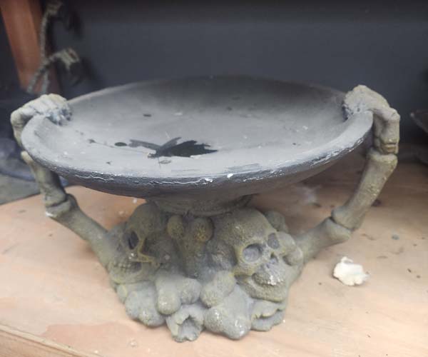 Skeleton bird bath