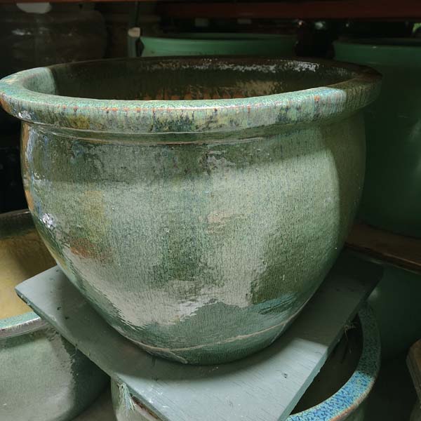 Olive Green Fishbowl Pot