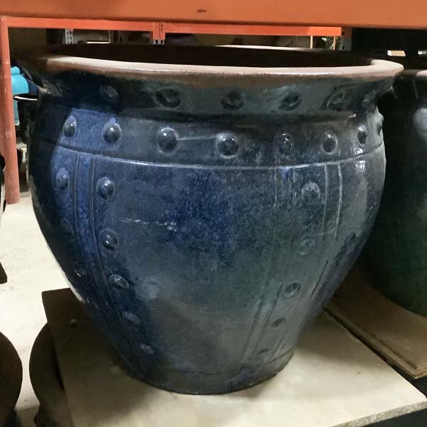 Glazed Blue Fishbowl Rivet Pattern