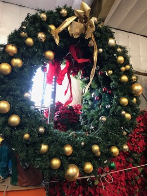 Wreaths 5 ft. with Gold Ball ornaments  example