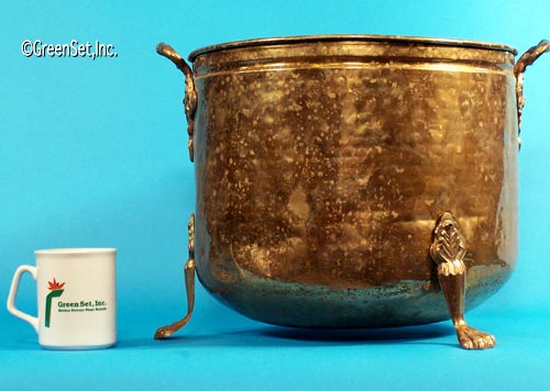 Footed Hammered Brass Pots