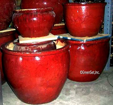 Glazed Oxblood Fishbowl Pots